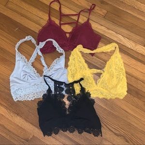 set of 4 lacy bralettes, aerie and boutiques